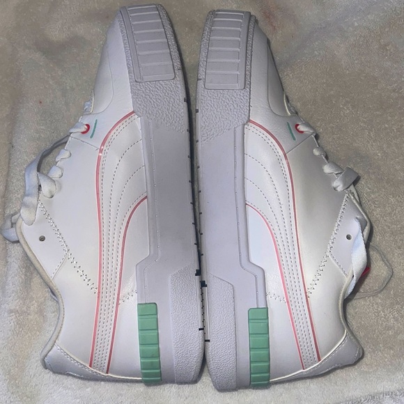 Puma Shoes - White Pink & Green Versatile Puma Sneakers